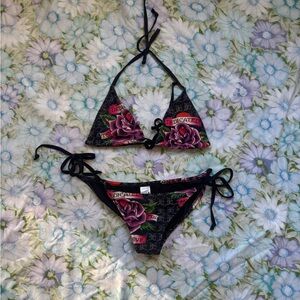 - ed hardy dark floral bikini - y2k / 2000s -